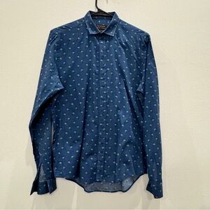 Zara Men Slim Fit Blue Patterned Shirt Size Small